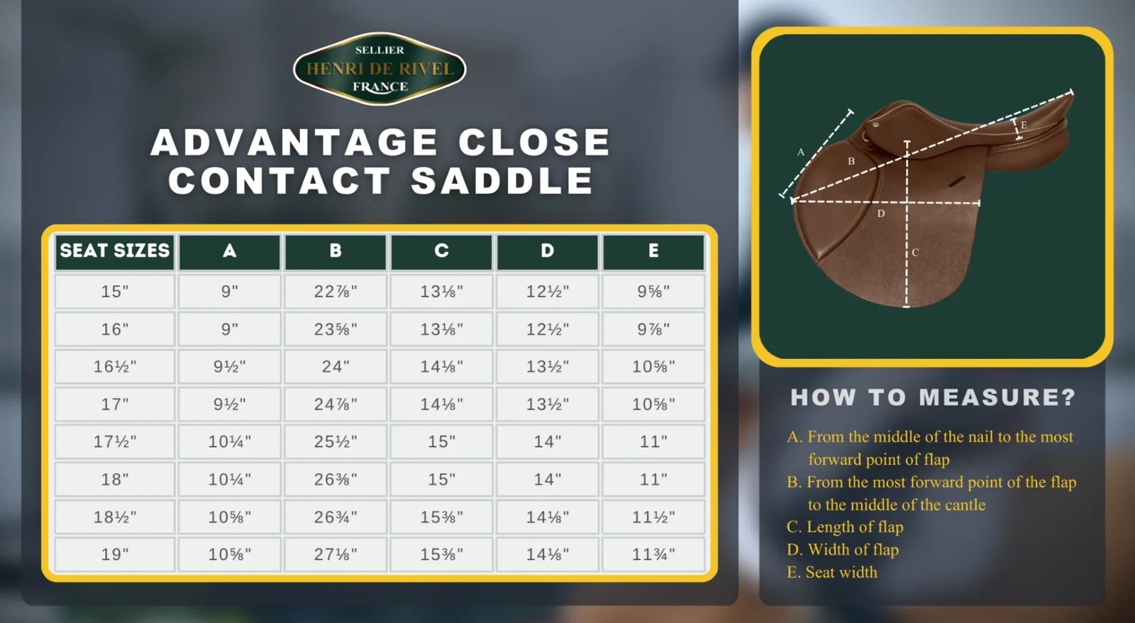 HENRI DE RIVEL ADVANTAGE CLOSE CONTACT SADDLE