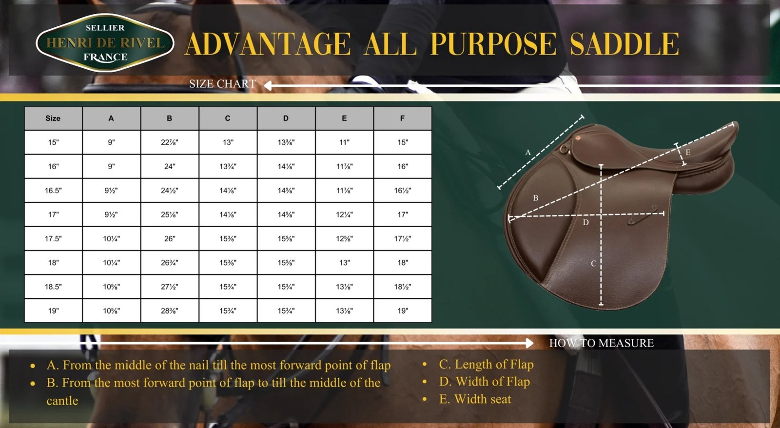 HENRI DE RIVEL ADVANTAGE ALL PURPOSE SADDLE