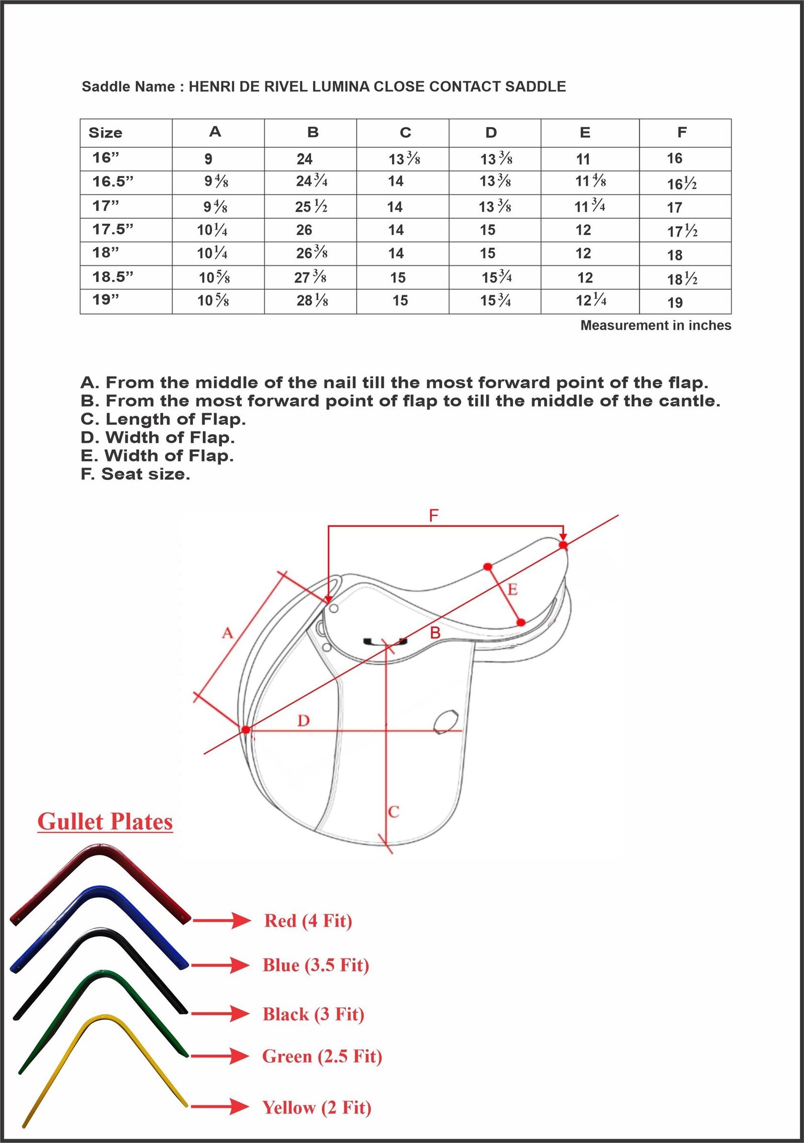 HENRI DE RIVEL LUMINA CLOSE CONTACT SADDLE