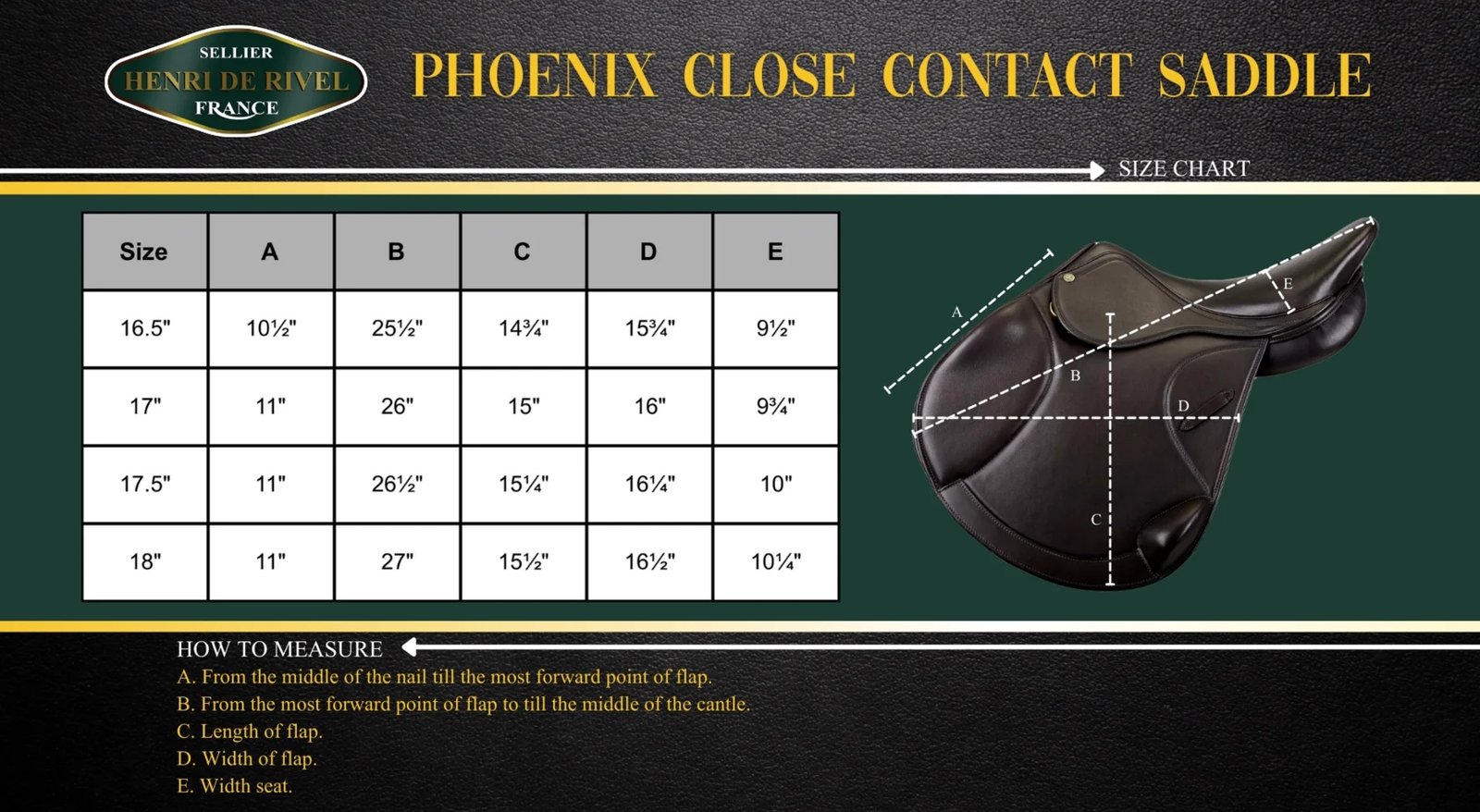HENRI DE RIVEL PHOENIX MONOFLAP CLOSE CONTACT SADDLE