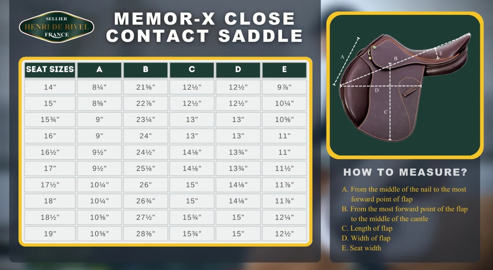 HENRI DE RIVEL MEMOR-X CLOSE CONTACT SADDLE