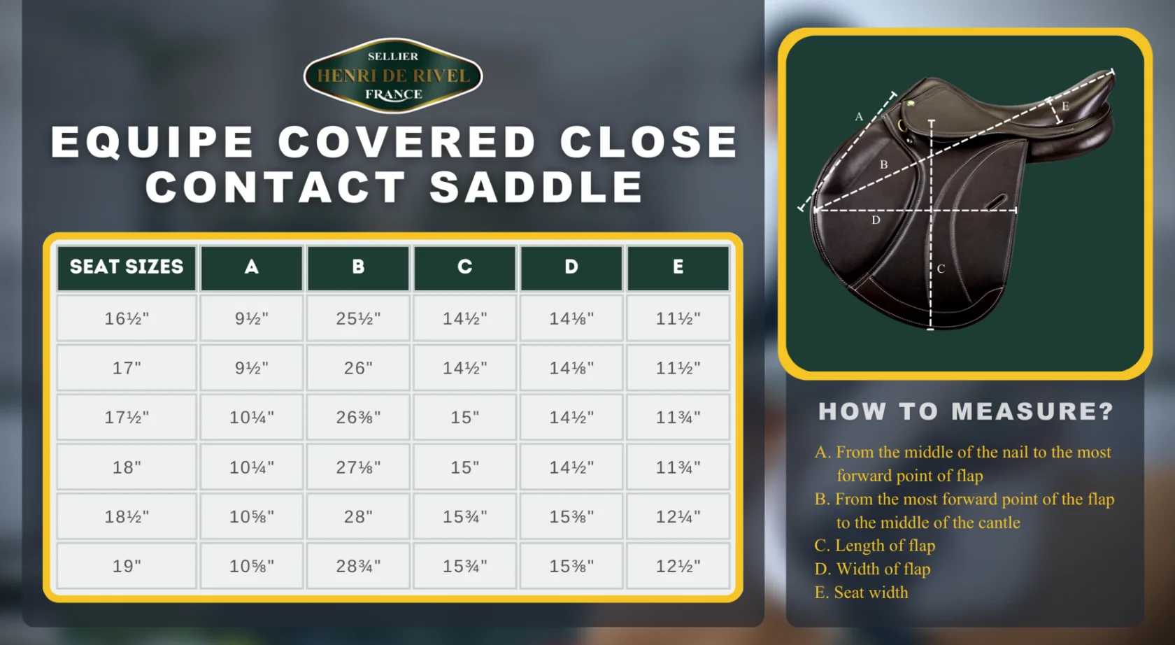 HENRI DE RIVEL EQUIPE COVERED CLOSE CONTACT SADDLE