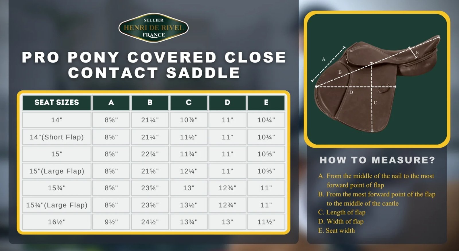 HENRI DE RIVEL PRO PONY COVERED CLOSE CONTACT SADDLE